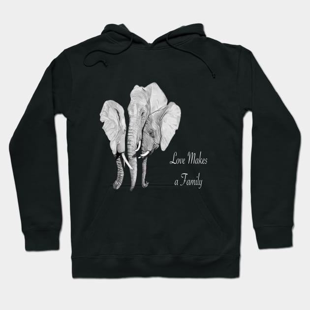 Elephant family - love makes a family - naming day - adoption - christening - baptism Hoodie by IslesArt